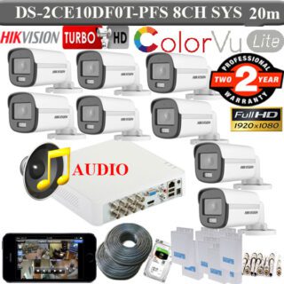 2MP colorvu with audio 8 Cameras DS-2CE10DF0T-PFS