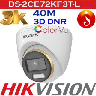 3K ColorVu 40meters Dual-light Turret Camera DS-2CE72KF3T-L