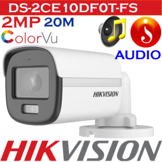 Hikvision 2MP ColorVu Audio Bullet Camera DS-2CE10DF0T-FS