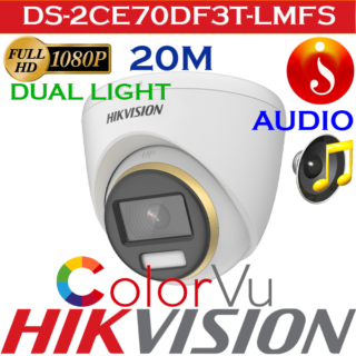 Hikvision 2 MP 3 DNR ColorVu Dual-light Voice Turret Camera DS-2CE70DF3T-LMFS