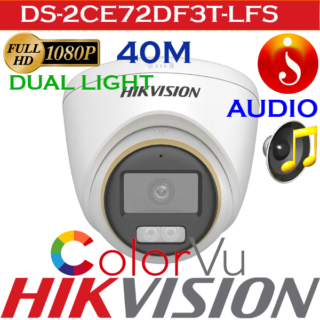 Hikvision 2 MP ColorVu Dual-light Voice Turret Camera DS-2CE72DF3T-LFS