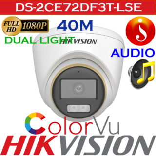 Hikvision 2MP 3D Smart Light ColorVu Audio 40 M Turret Camera DS-2CE72DF3T-LSE