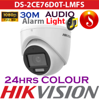 Hikvision 2MP Smart Hybrid Light Audio IP67 Turret Camera DS-2CE76D0T-LMFS