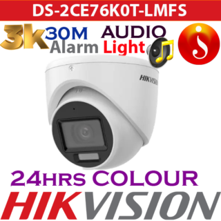 Hikvision 3K Smart Hybrid Audio IP67 Turret Camera DS-2CE76K0T-LMFS