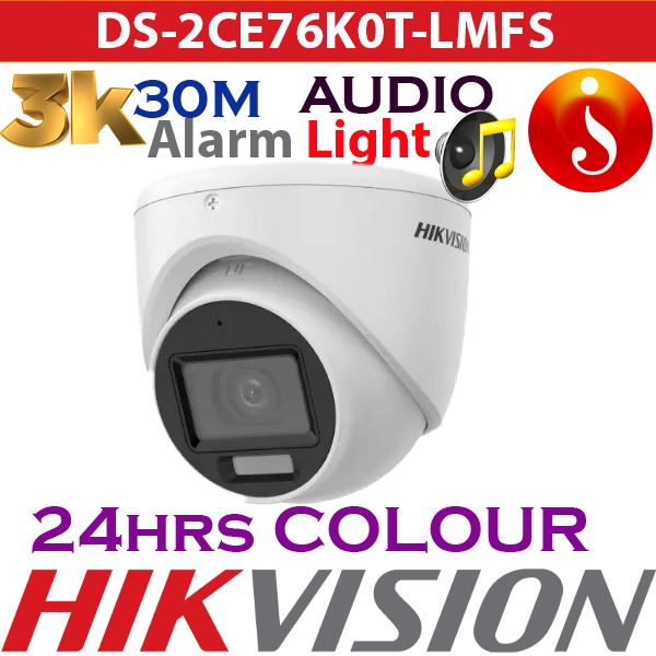 Hikvision 3k Smart Hybrid Audio Ip67 Turret Camera Ds 2ce76k0t Lmfs