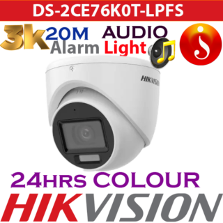 Hikvision 3K Smart Hybrid Light Audio Dome Camera DS-2CE76K0T-LPFS