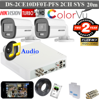 Hikvision 2mp colourvu 2mp voice 2 camera package