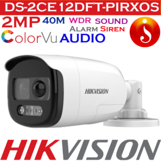 Hikvision 2 MP ColorVu PIR Siren Audio Bullet Camera DS-2CE12DF3T-PIRXOS