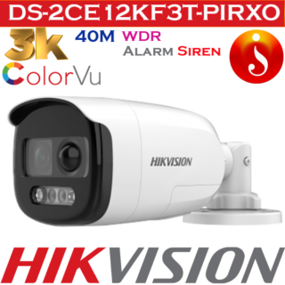 Hikvision 3K ColorVu PIR Siren 5MP Bullet Camera DS-2CE12KF3T-PIRXO