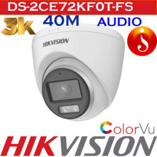 Hikvision 3K ColorVu 5MP Audio Turret Camera DS-2CE72KF0T-FS