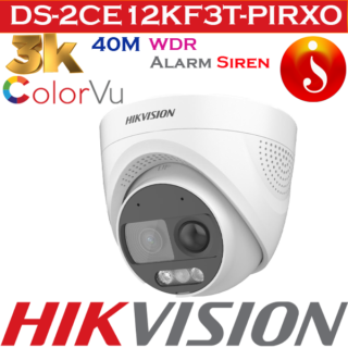 Hikvision 3K ColorVu PIR Siren 5MP Turret Camera DS-2CE72KF3T-PIRXO