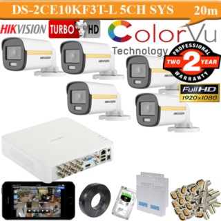 Hikvision 3K-5MP Gold colorvu-Dual light 5 camera kit 1TB HDD