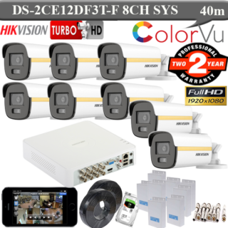 Hikvision 2MP colorvu 40 meter Gold 8 camera 1TB HDD package