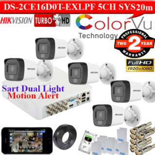 HIKVISION 2mp smart dual light 5 camera kit