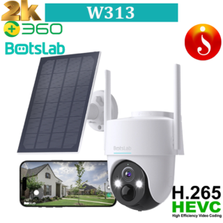 Botslab Wireless 2K 3MP Pan Tilt Camera Solar Powered Color Vision Human Detection Surveillance WiFi