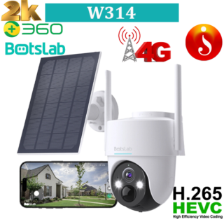 Botslab W314 wifi Wireless Outdoor Solar Powered camera 4G 2K Pan Tilt Human Detection Color Night Vision