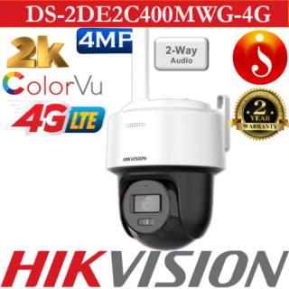 Hikvision 4MP 4G Sim pan tilt auto tracking siren alarm IP camera DS-2DE2C400MWG-4G