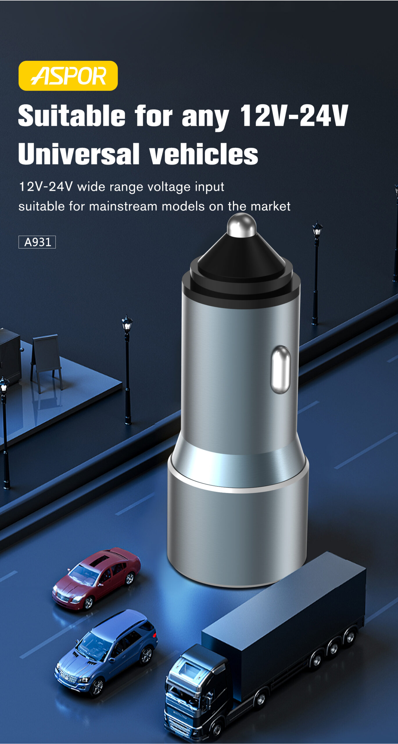 Car Mobile Phone Charger 2.4A 2 Port Usb ASPOR A931 8 A931ΦaµaaΘi╡ 03 scaled