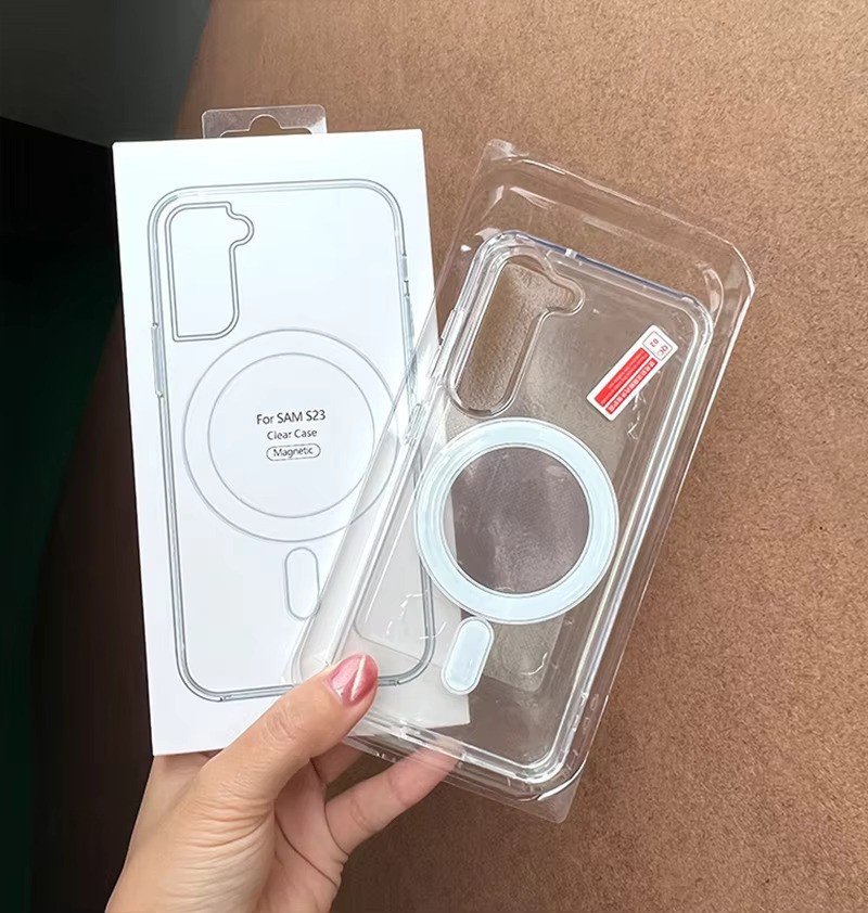 Transparent Magsafe Samsung S23 phone cover TPU Magnetic Wireless Charging case 5 S23