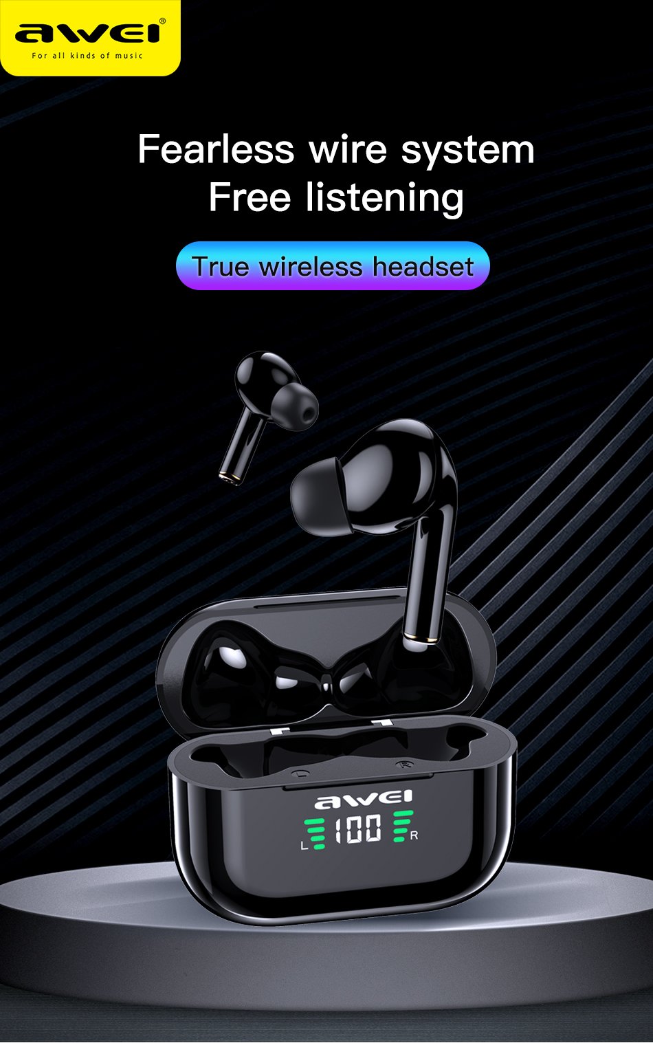 Awei T29P ANC Airpod Wireless earbud with LCD Bluetooth Sport Headset Gamer TWS Wireless HiFi Earphone With Mic 5 T29P详情页 英文版本 01