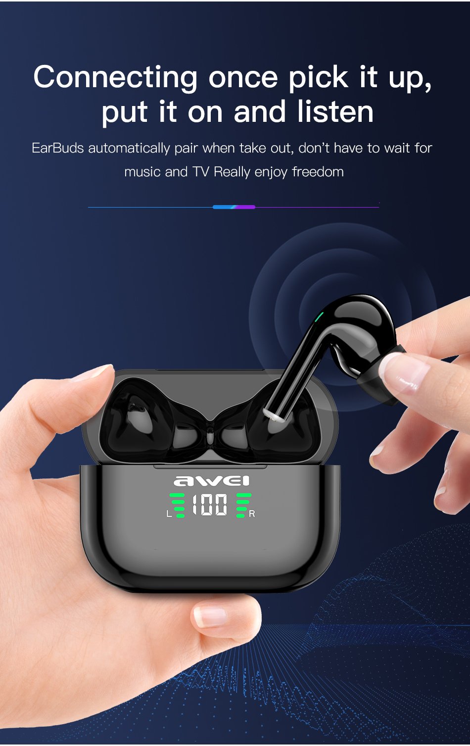 Awei T29P ANC Airpod Wireless earbud with LCD Bluetooth Sport Headset Gamer TWS Wireless HiFi Earphone With Mic 7 T29P详情页 英文版本 03