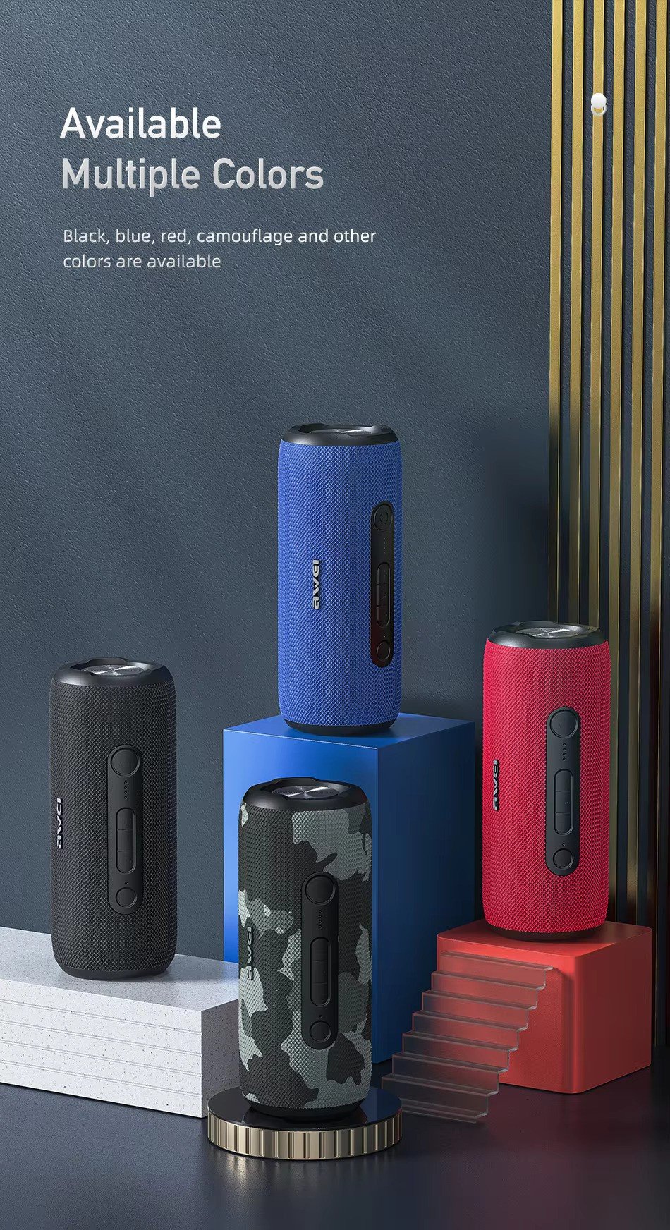 Awei Y669 Outdoor Bluetooth 5.0 Speaker Portable Sound Box Super Power 3D Stereo Surround Sound Interconnection Speakers 4 Y669 2