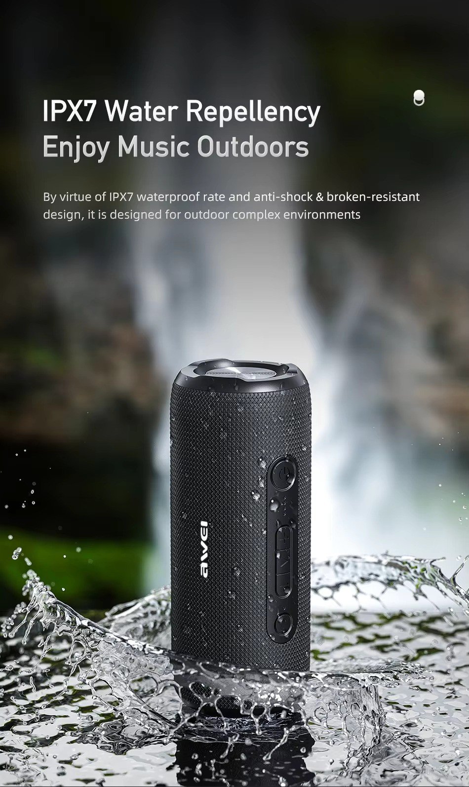 Awei Y669 Outdoor Bluetooth 5.0 Speaker Portable Sound Box Super Power 3D Stereo Surround Sound Interconnection Speakers 7 Y669 5