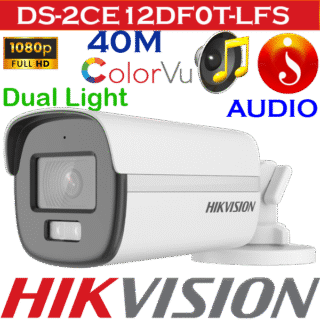 Hikvision 40 meters colorvu audio DS-2CE12DF0T-LFS silver 40m voice camera