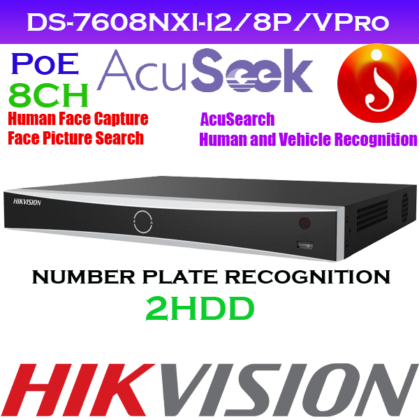 Hikvision 4K 8 channel poe Facial recognition DS-7608NXI-I2/8P/VPro 1 Hikvision 4K 8 channel poe Facial recognition DS-7608NXI-I2/8P/VPro