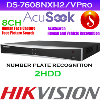 Hikvision 4K acuseek 2HDD Automatic Number-Plate Recognition NVR DS-7608NXI-I2/VPro