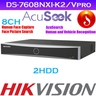 Hikvision human face capture acuseek 2HDD 8ch NVR DS-7608NXI-K2/Vpro